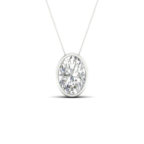 2 ctw Oval Bezel Set Solitaire Lab Grown Pendant