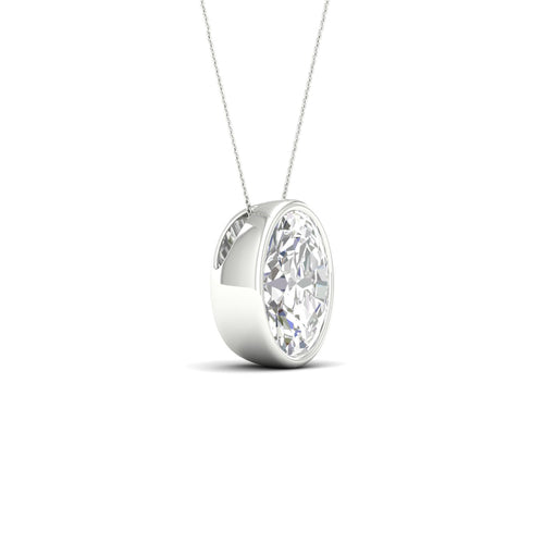 2 ctw Oval Bezel Set Solitaire Lab Grown Pendant