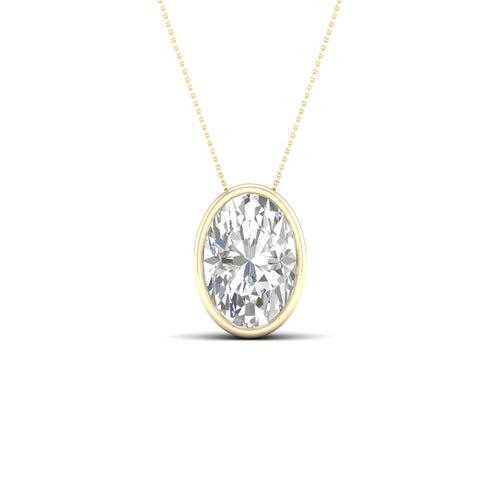 2 ctw Oval Bezel Set Solitaire Lab Grown Pendant
