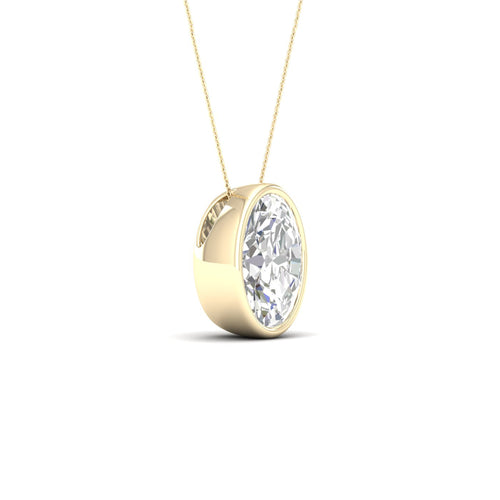 2 ctw Oval Bezel Set Solitaire Lab Grown Pendant