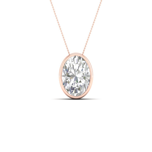 1 1/2 ctw Oval Bezel Set Solitaire Lab Grown Pendant