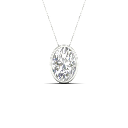 1 1/2 ctw Oval Bezel Set Solitaire Lab Grown Pendant