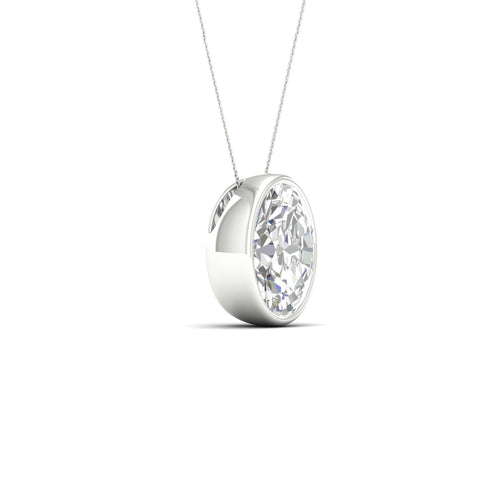 1 1/2 ctw Oval Bezel Set Solitaire Lab Grown Pendant
