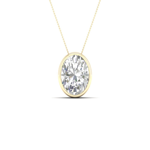 1 1/2 ctw Oval Bezel Set Solitaire Lab Grown Pendant