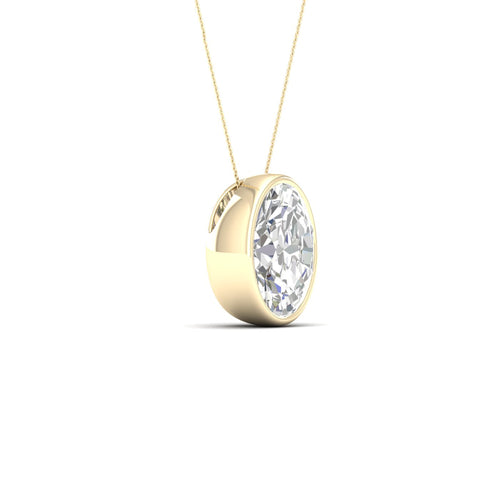1 1/2 ctw Oval Bezel Set Solitaire Lab Grown Pendant