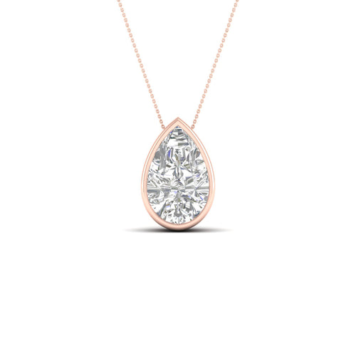 1 1/2 ctw Pear Bezel Set Solitaire Lab Grown Pendant