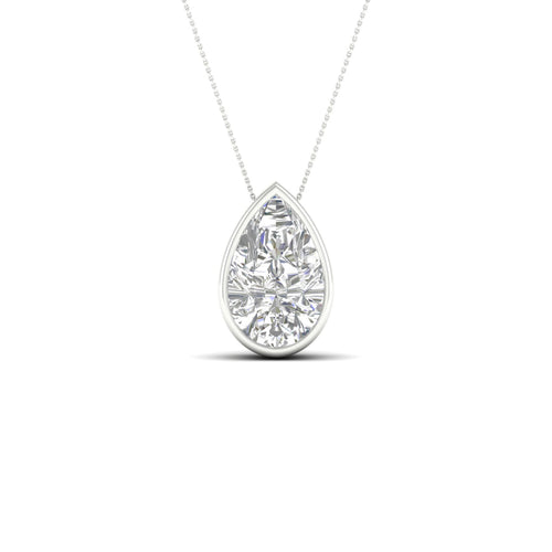 1 1/2 ctw Pear Bezel Set Solitaire Lab Grown Pendant