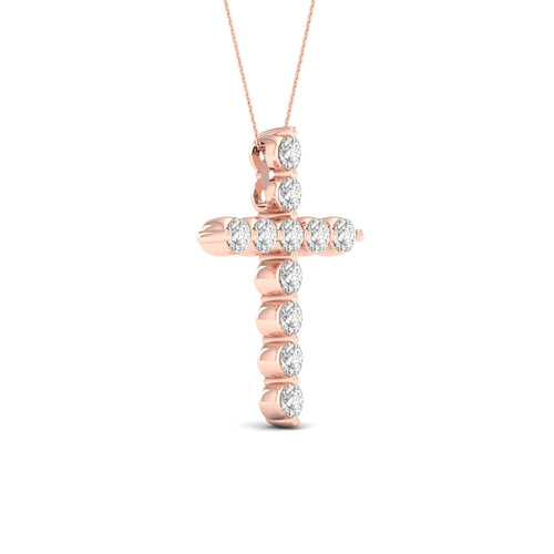 1 Ctw Classic Cross Lab Grown Fashion Pendant