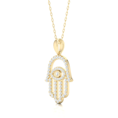 3/8 Ctw Hamsa Evil Eye Fashion Pendant