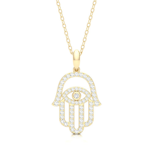 3/8 Ctw Hamsa Evil Eye Fashion Pendant