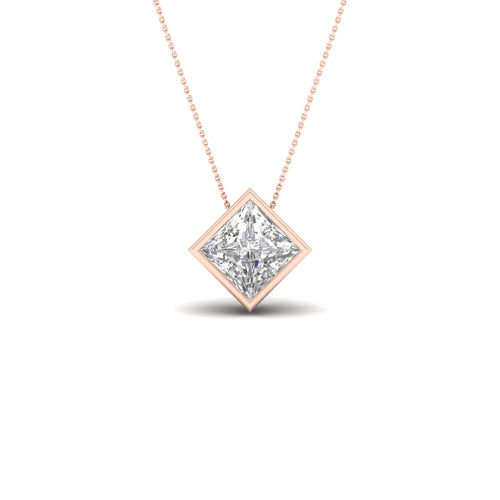 1 ctw Princess Bezel Set Solitaire Lab Grown Pendant
