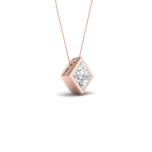 1 ctw Princess Bezel Set Solitaire Lab Grown Pendant