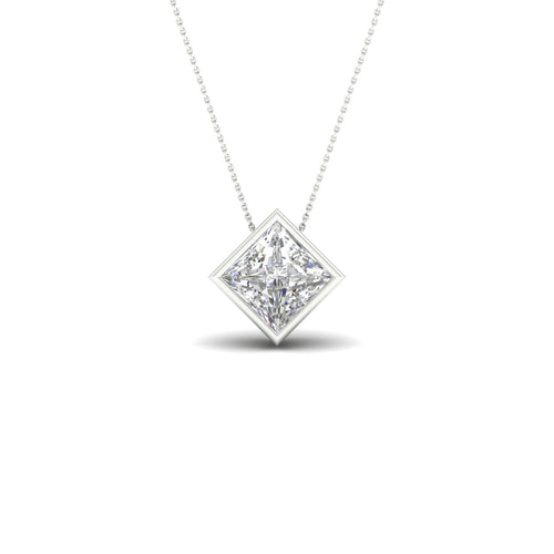 1 ctw Princess Bezel Set Solitaire Lab Grown Pendant