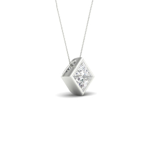 1 ctw Princess Bezel Set Solitaire Lab Grown Pendant