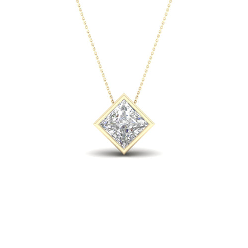1 ctw Princess Bezel Set Solitaire Lab Grown Pendant