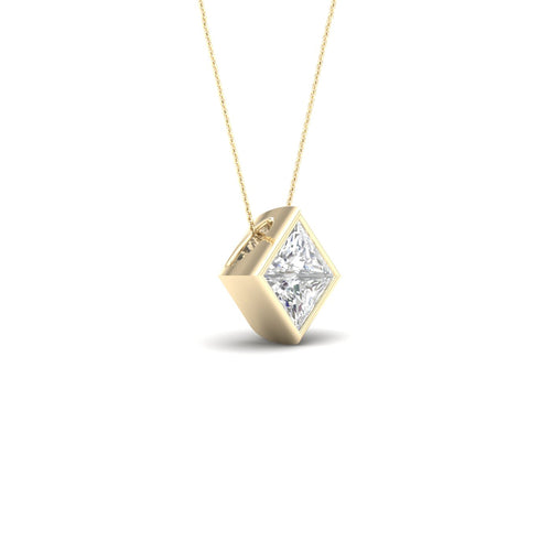 1 ctw Princess Bezel Set Solitaire Lab Grown Pendant