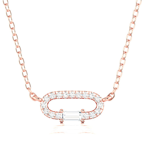 1/6 Ctw Oval Shape Baguette Round Lab Grown Fashion Pendant