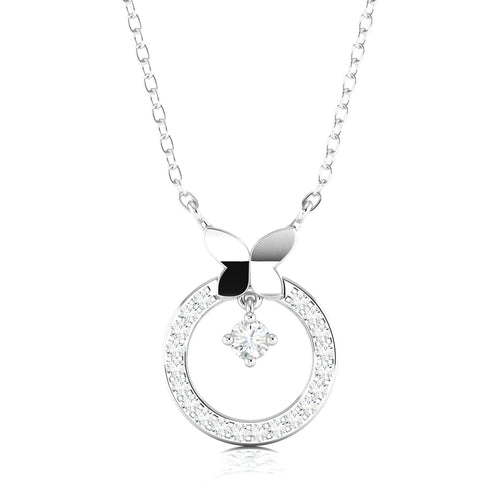 1/4 Ctw Circle Butterfly Lab Grown Fashion Pendant