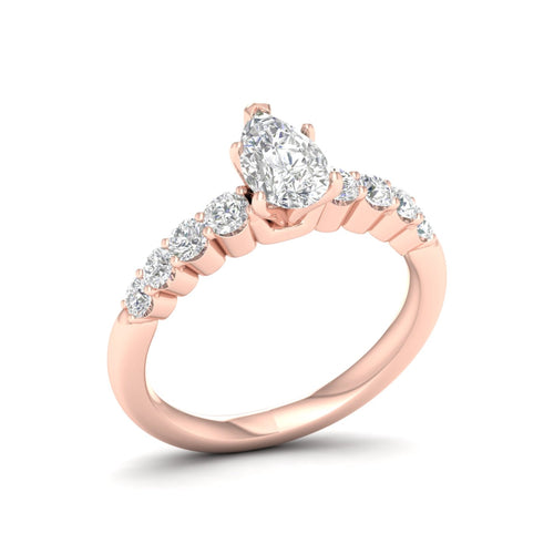 1 1/2 ctw Graduated Lab Grown Pear Centre Engagement Ring