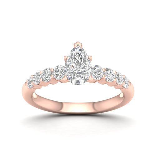 1 1/2 ctw Graduated Lab Grown Pear Centre Engagement Ring
