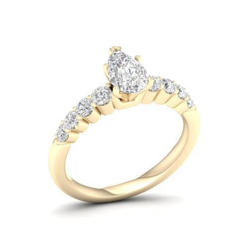 1 1/2 ctw Graduated Lab Grown Pear Centre Engagement Ring