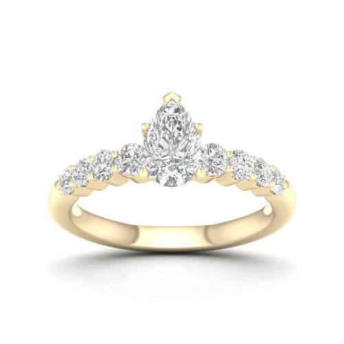 1 1/2 ctw Graduated Lab Grown Pear Centre Engagement Ring
