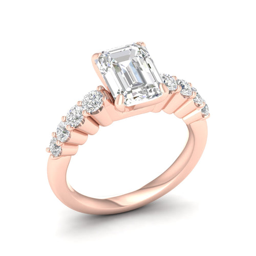 2 1/2 ctw Graduated Lab Grown Emerald Centre Engagement Ring