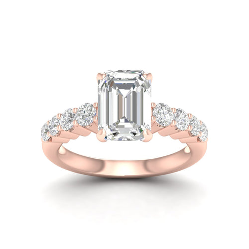 2 1/2 ctw Graduated Lab Grown Emerald Centre Engagement Ring