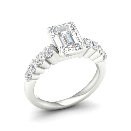 2 1/2 ctw Graduated Lab Grown Emerald Centre Engagement Ring