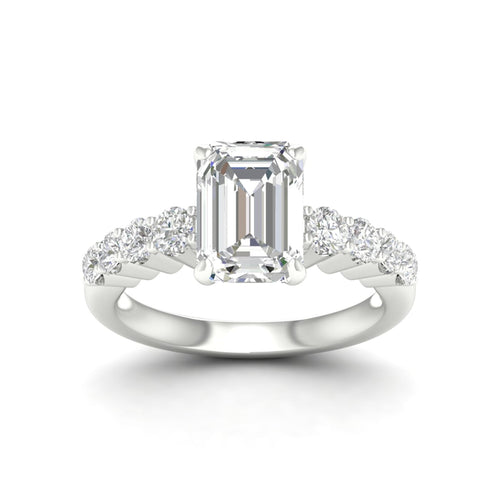2 1/2 ctw Graduated Lab Grown Emerald Centre Engagement Ring