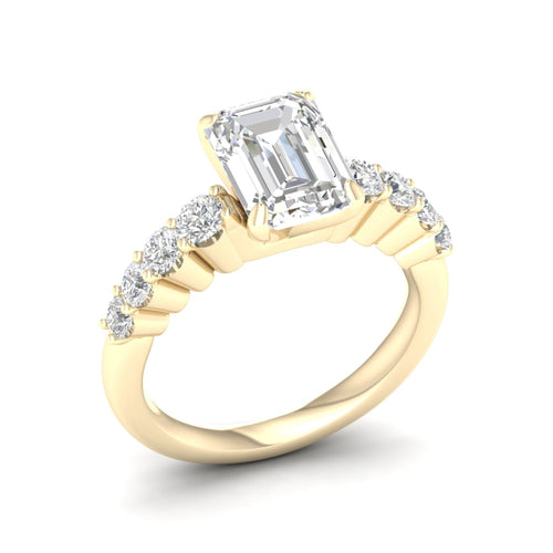 2 1/2 ctw Graduated Lab Grown Emerald Centre Engagement Ring