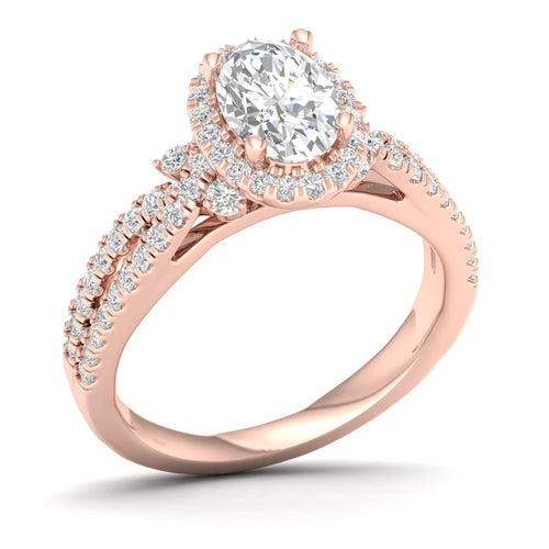 1 5/8 ctw Oval Halo Split Shank Lab Grown Engagement Ring