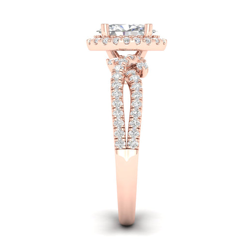 1 5/8 ctw Oval Halo Split Shank Lab Grown Engagement Ring