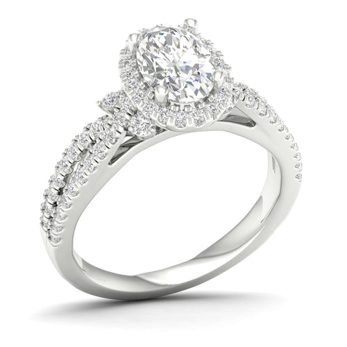 1 5/8 ctw Oval Halo Split Shank Lab Grown Engagement Ring