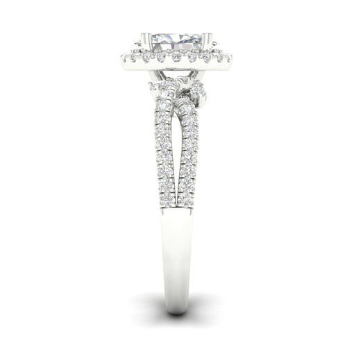 1 5/8 ctw Oval Halo Split Shank Lab Grown Engagement Ring