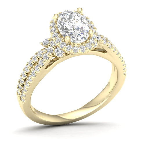 1 5/8 ctw Oval Halo Split Shank Lab Grown Engagement Ring