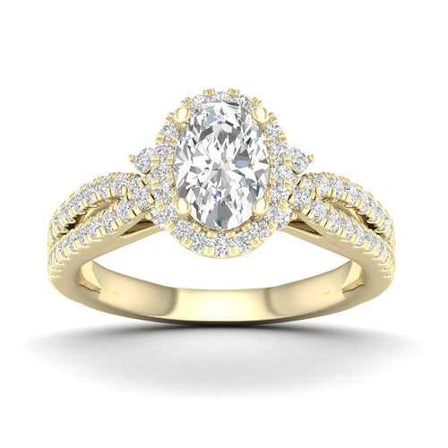 1 5/8 ctw Oval Halo Split Shank Lab Grown Engagement Ring