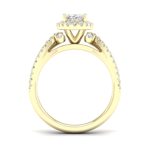 1 5/8 ctw Oval Halo Split Shank Lab Grown Engagement Ring