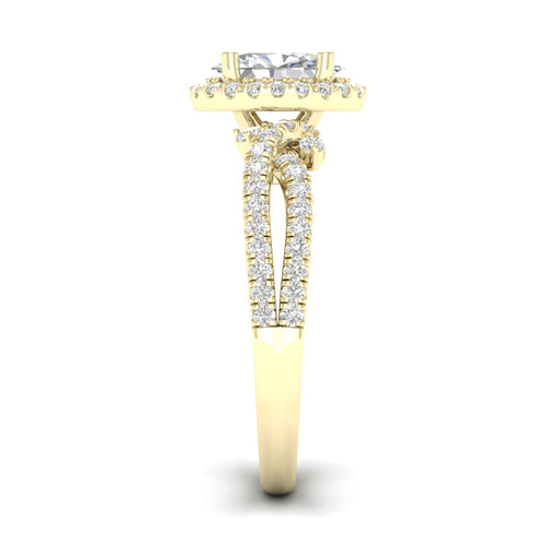 1 5/8 ctw Oval Halo Split Shank Lab Grown Engagement Ring