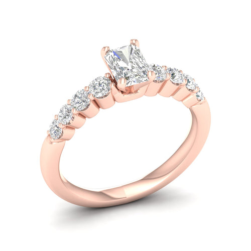 1 1/4 ctw Graduated Lab Grown Radiant Centre Engagement Ring