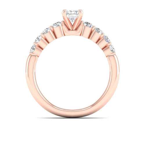 1 1/4 ctw Graduated Lab Grown Radiant Centre Engagement Ring