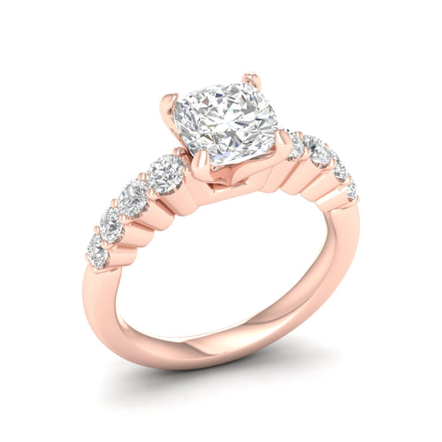 2 1/2 ctw Graduated Lab Grown Cushion Centre Engagement Ring