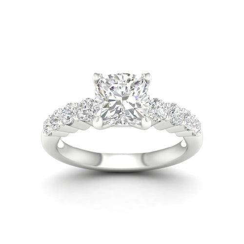 2 1/2 ctw Graduated Lab Grown Cushion Centre Engagement Ring