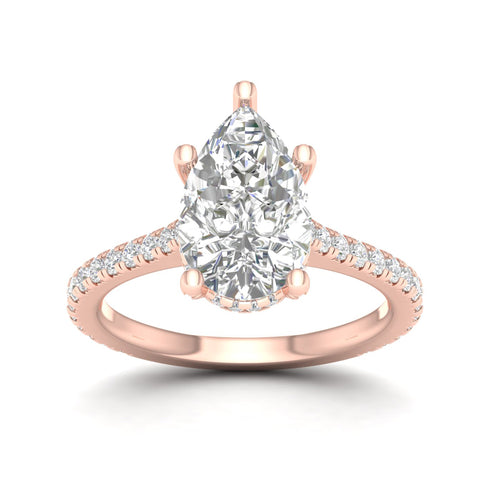 3 3/4 ctw Pear Accented Hidden Halo Lab Grown Ring