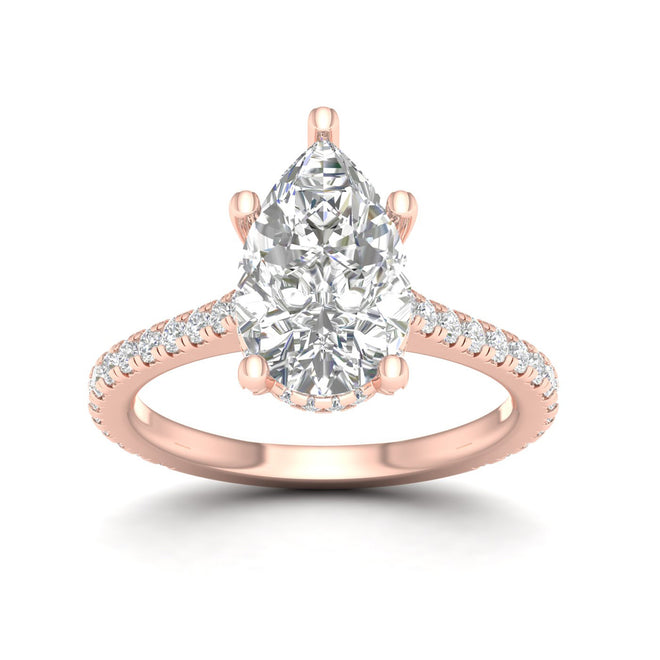 3 3/4 ctw Pear Accented Hidden Halo Ring
