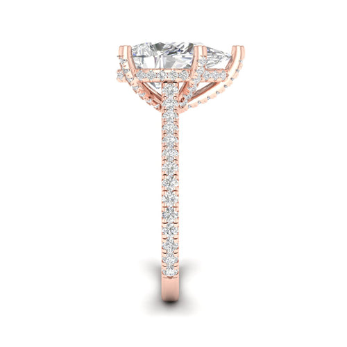 3 3/4 ctw Pear Accented Hidden Halo Lab Grown Ring