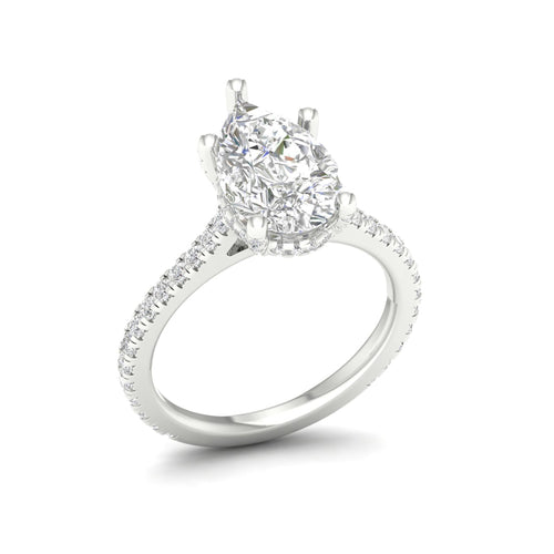 3 3/4 ctw Pear Accented Hidden Halo Lab Grown Ring