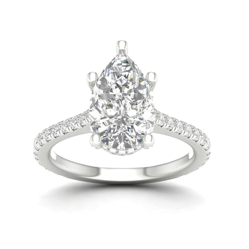 3 3/4 ctw Pear Accented Hidden Halo Lab Grown Ring