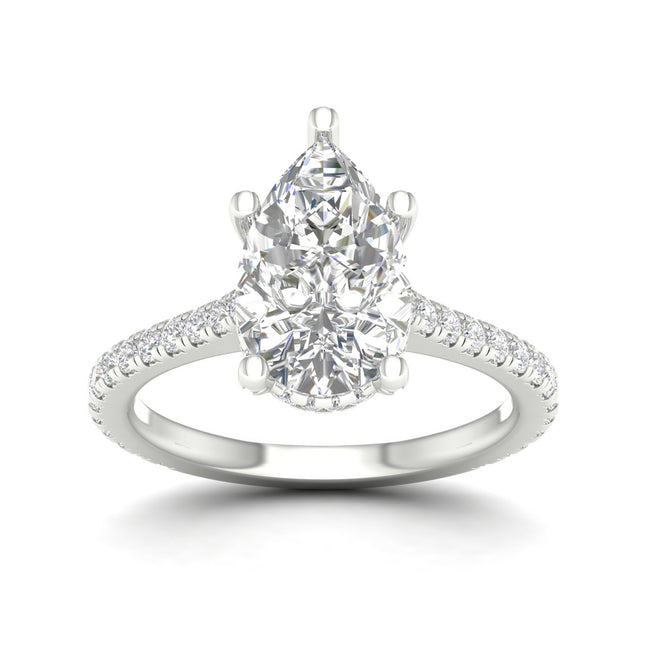 3 3/4 ctw Pear Accented Hidden Halo Ring
