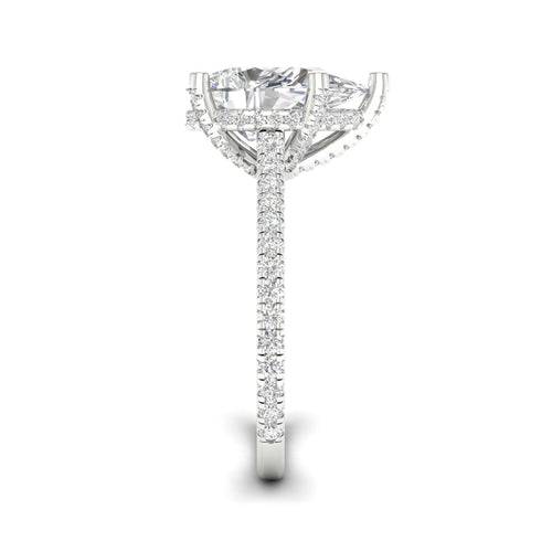 3 3/4 ctw Pear Accented Hidden Halo Lab Grown Ring